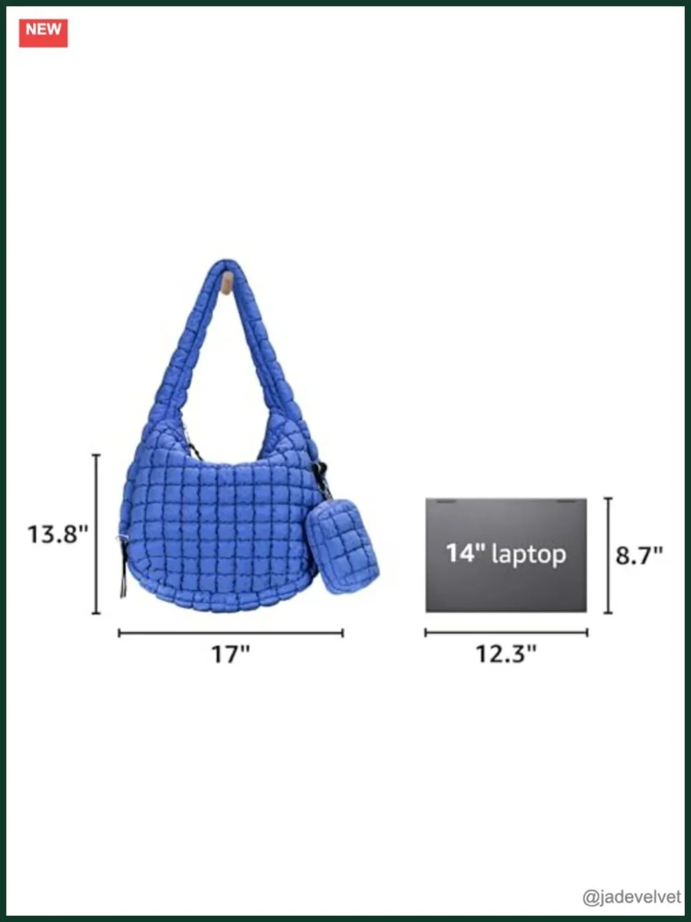 Large Quilted Puffer Tote Bag with Crossbody Strap and Makeup Bag